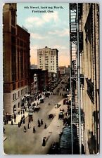 6th St Looking N Portland Oregon OR Sunset Antique PC UNP Unused DB Gill picture
