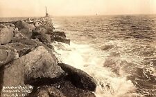 C.1910 RPPC Breakwater at Crescent City, California Postcard P128 picture