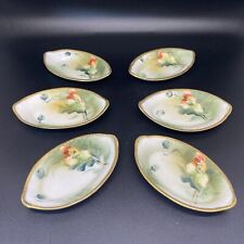 Vintage Nippon Open Salt Cellars, Green Morimura Mark Japan Porcelain Set Of 6 picture