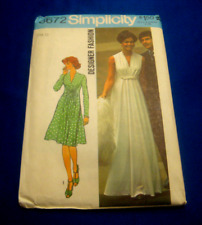 vintage 1970s clothing Pattern DRESS short long Maxi Simplicity 6672 sz M uncut picture