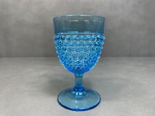 Vintage Mid Century Modern Blue Hobnail Goblet Glass picture