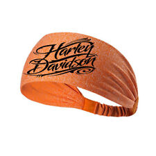 Harley Davidson Logo Orange Hairband Wrap Headband Breathable Mesh New picture