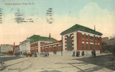 1913 Troy,NY Union Station Rensselaer County New York Antique Postcard 1C stamp picture