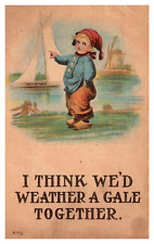 postcard I think We'd Weather A Gale Together Humor A1462 picture