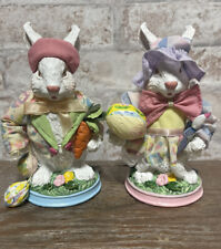Easter Bunny Rabbits 2 Figurine Decoration Bunnies Very Detailed picture