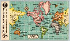 Scarce RCA Communications Radio Corporation World Map Country List Card c1920's picture