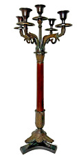 VINTAGE French Empire 5 Candle Holder Candelabra bronze wood Lion Paw patina picture