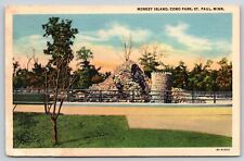 St Paul Minnesota~Monkey Island @ Como Park~Teich 1936 Linen Postcard picture