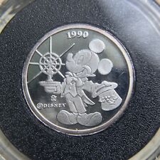 RARITIES MINT DISNEY HOLIDAY GREETINGS .999 Pure Silver Coin 1990/1991 Mickey #1 picture