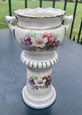 Antique German Austrian Porcelain Vase Purple Alpine Wild Flowers X mark 7 5/8” picture