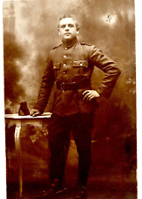 RPPC Soldier Young Man in Uniform Boots WOB French Studio Portrait WW1 204A picture