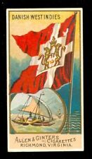 1890 DANISH W. INDIES Flag Tobacco Card N10 ALLEN GINTER Cigarettes FLAGS 2ND US picture