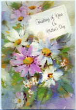 Vtg Mothers Day Card Watercolor Floral Thinking of You Happiness Always Unused picture