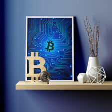 Decorative Bitcoin and Commemorative Coin Gold, Modern Decor Gift, Housewarming picture