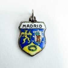 Vintage Madrid Enamel Travel Souvenir Charm 800 Silver Spain picture
