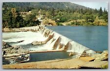 Savage Rapids Dam Birds Eye View Pacific Highway Rogue River Valley VNG Postcard picture
