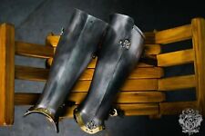Medieval Legs Protection pair of Greaves Larp SCA Steel knight Greaves 18 gauge picture