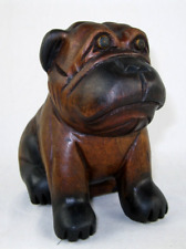 Vintage Hand Carved Wooden Bulldog Carving 5 1/2