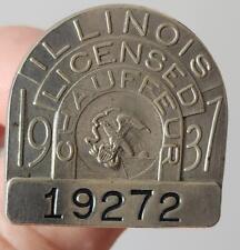 VINTAGE ANTIQUE 1937 ILLINOIS CHAUFFEUR TAXI LICENSE EMPLOYEE BADGE PIN # 19272 picture