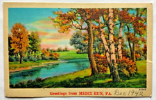 Greetings From Medix Run Pennsylvania 1942 Postcard Linen Unposted Divided Back picture