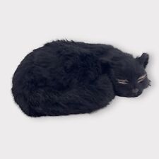 Vintage Real Fur Animal Kitty Black Cat Statue Figure Faux Taxidermy Rabbit Fur picture