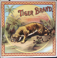 AUTHENTIC PLUG TOBACCO LABEL CADDY c1880S Tiger Brand picture