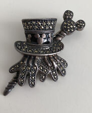 DISNEY VINTAGE BROOCH. MICKEY MOUSE TOP HAT, GLOVES AND CANE, MARCASITE picture