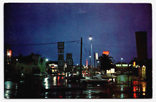 Postcard Pharr TX Texas City View At Night Road Businesses Cars Hidalgo County picture