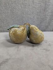 Vintage Prop Artificial Fruits Apple & Pear Gold Jeweled 3.5” picture