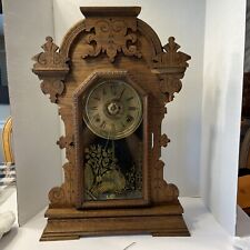 Vintage Antique Seth Thomas gingerbread Time & Strikes clock,carved Walnut Case picture