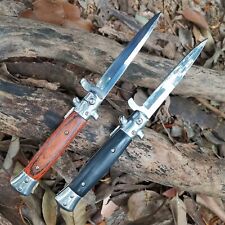 Two-color quick-opening folding knife Outdoor tactical camping survival knife picture
