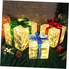 Liooty Set of 3 Christmas Lighted Gift Boxes, 60 LED Warm White Light up Gift  picture