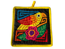 Vintage Mola Pot Holder Toucan Yellow Panama Kitchen Art Fabric Square 7 x 7 picture