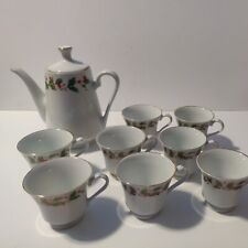 China Pearl Fine China Noel Holly & Berries 1 Coffee/Tea Carafe & 8 Cups picture
