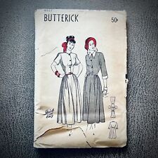 Vintage 1940s Butterick One Piece Dress Sewing Pattern 4417 Size 14 Bust 32 picture