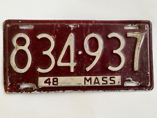 1948 Massachusetts License Plate Aluminum Variety All Original Paint picture