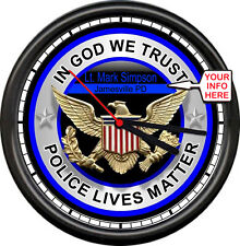 Personalized Police Officer Name Dept Cop Blue Lives Matter Gift Sign Wall Clock picture