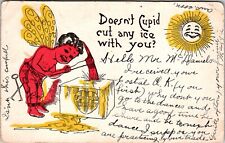 c1907 Hand Colored Valentine Postcard Doesn't Cupid Cut Any Ice With You JB29 picture