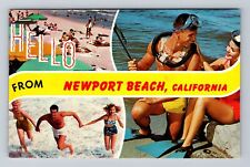 Newport Beach CA-California, Scenic Banner Greeting, Souvenir Vintage Postcard picture