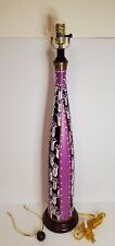 Raymond Waites Ceramic Lamp Hand Painted Purple White Black Floral Pattern Toyo picture