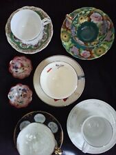 Lot Of 12 Vintage China Pieces Cups and Saucers with Gold Trim picture
