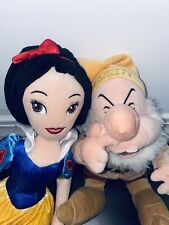x2 Lot Sneezy & Snow White Seven Dwarfs Plush Stuffed Toy Doll Disney Store Park picture