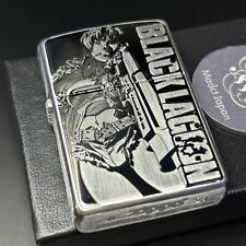 Zippo lighter Black Lagoon Revy Silver Brass Double Sided Processing Levi Japan picture