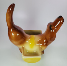 Vintage McCoy  Dachshund Wiener Dog Ceramic Dresser Caddy Valet Planter picture