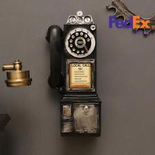 1x Figurine Rotary Telephone Wall-Mounted Pay Model Vintage Booth 9.5x7.5x29cm picture