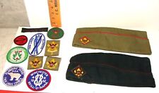 2 Vintage BOY SCOUTS Of America Hat Official Garrison Berets  LARGE + 10 PATCHES picture