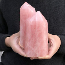 5.56LB Natural Rose Quartz Obelisk Crystal Wand Two Point Reiki Tower Healing picture