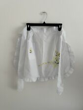 Vintage Look Embroidered Half Apron White with Yellow Flowers & Small Pocket picture