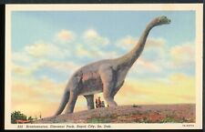 1940's Brontosaurus Dinosaur Park Rapid City SD Vintage Roadside Postcard RS picture