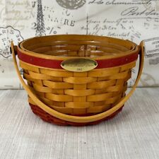 Longaberger 2002 Red Banded Woven Memories Tour Basket with Plastic Protector picture